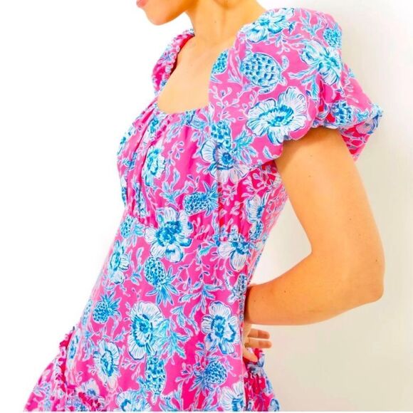 Lilly Pulitzer Nastia Floral Cotton Puff-Sleeve Minidress - Picture 6 of 8